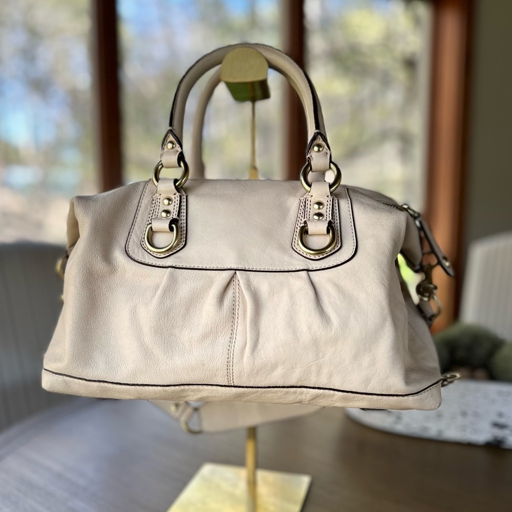 Coach | rare vintage Ashley top handle bag cream leather with soft pink interior - Picture 2 of 7
